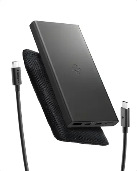 Spigen Essential EA2210 čierna / Powerbanka / 10 000 mAh / 22,5 W / 2x USB-C + 1x USB-A (ABA09431)