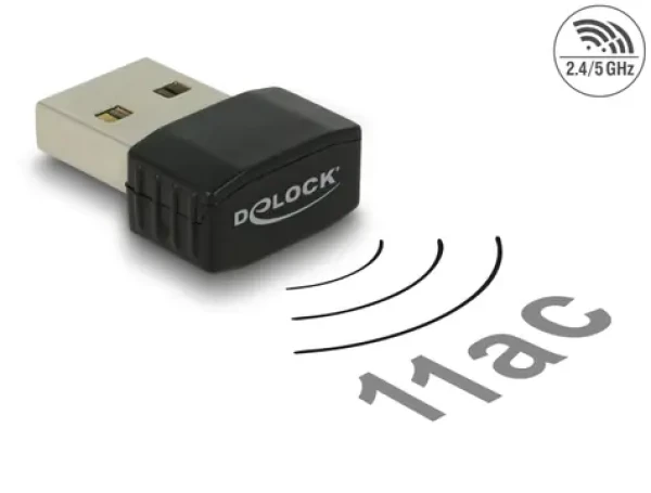 DeLock USB 2.0 WiFi adaptér 433 + 150 Mbps čierna (12461)