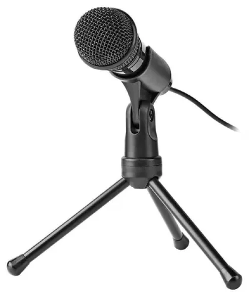 Nedis stolný mikrofón / Všesmerový mikrofón / 3,5 mm jack / trojramenný stojan / -30dB / čierna (MICTJ100BK)