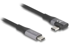 DeLock USB-C 24 pin / Kábel / rovný (M) - lomený 90 ° (M) / USB 3.2 / Thunderbolt 3 / PD 5A 48V / 2 m (81132)