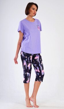 Dámske pyžamo Capri Flowers fialová 3XL