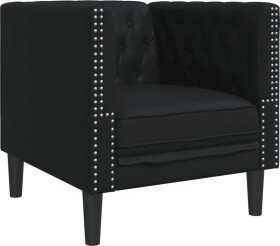 VidaXL Fotel Chesterfield, Čierny, tapicerowany sztuczną skórą Lumarko!