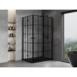 MEXEN/S - Mist-F Duo sprchovací kút skladacie dvere pravá 70 x 75, čierna kratka, čierna 8A6-070L-075P-70-77