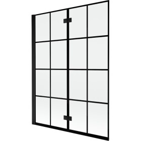 MEXEN - MIST vaňová zástena 130x150 cm 6mm 2-s, čierna, dekor, ľavá 8A9-130-002-70-77-L