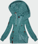 Dámska tyrkysová melanžová fleecová mikina (2310) odstíny zelené XL (42)