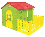 MOCHTOYS Detský záhradný domček zelený/s terasou/127 × 120,5 × 120 cm
