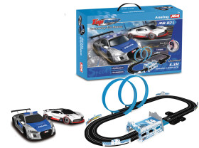 Mamido Závodná dráha autodráhový set s autíčkami, slučka, licencia Audi, Bugatti, polícia, 4.3m, mierka 1:64