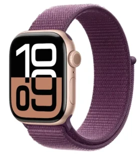 Apple Watch Series 10 GPS 42mm Ružovo zlaté hliníkové telo - Slivkový fialový prevliekací remienok / 130-200 mm (MWWK3QC/A)