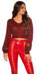 Sexy KouCla Crop knit sweater with patches Einheitsgroesse