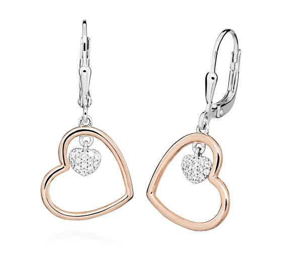 Silver Cat Strieborné visiace bicolor náušnice Love & Infinity SC620