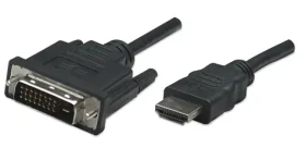 Manhattan kábel HDMI-DVI-D 1 m čierny / Video kábel / pozlátené konektory / tienený (322782)
