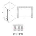CERANO - Sprchové zalamovacie dvere Volpe L/P - 6 mm - chróm, transparentné sklo - 90x190 CER-423300