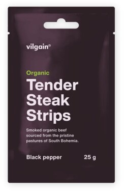Vilgain Sušené steakové prúžky BIO – čierne korenie 25 g