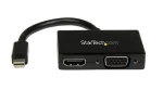 StarTech cestovný A:V adaptér 2v1 Mini DisplayPort M na HDMI F alebo VGA čierna (MDP2HDVGA)