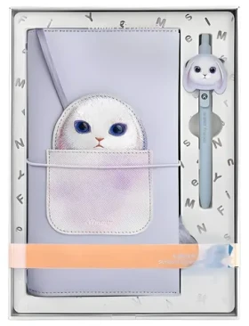 Nimmy Big Eyed Pet 2.0 Rabbit fialová / Zápisník s perom / 2v1 / motív králik (N-XDY-SZB-08)