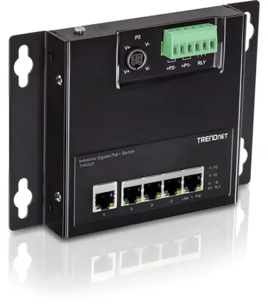 Trendnet Priemyselný switch 5- Port PoE+ / Switch / 5- Port Gigabit PoE+ / 200 W / 10 Gbit/s / unmanaged (TI-PG50F)