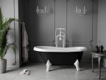 MEXEN/S - Retro voľne stojaca vaňa 150x73 cm biela / čierna biela nohy , sifón chrom 53251507375-20