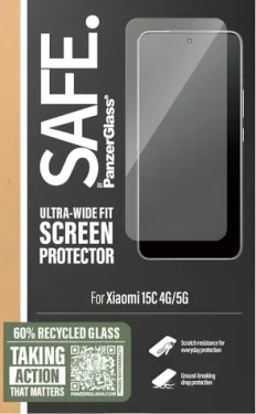 PanzerGlass SAFE UWF pre XIAOMI Redmi 15C 4G/5G čierna / Tvrdené sklo / Plne nalepovacie / 0,66 mm / 25 g (SA47341)