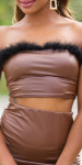 Sexy faux leather Bandeau Crop top Einheitsgroesse