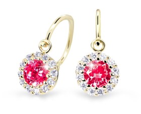Cutie Jewellery Krásne detské náušnice zo žltého zlata C2745-10-X-1 červená