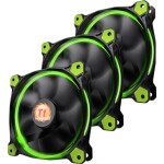 Thermaltake Riing 12 LED zelená 3ks / Ventilátor / 120 mm / Hydraulic Bearing / 1500 RPM @ 24.6 dB / 40.6 CFM (CL-F055-PL12GR-A)