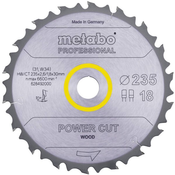 Metabo 628492000 pílový kotúč 235 x 30 x 2.6 mm Počet zubov (na palec): 18 1 ks; 628492000