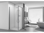CERANO - Sprchovací kút Porte L/P - 8 mm - čierna matná, transparentné sklo - 80x90x195 - otočný CER-413552