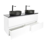 Kúpeľňová skrinka s umývadlom a technickým kameňom SAT B-Way 119x50x45 cm biela lesk BWAY2120WTKUB BWAY2120WTKUB