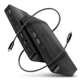 Axagon HMC-U4, USB4 40Gbps dock, 3x USB-A, 2x USB-C, HDMI a DP 8K/30Hz, RJ-45, SD/mSD, audio, PD 100W, kábel USB-C 80cm (HMC-U4)