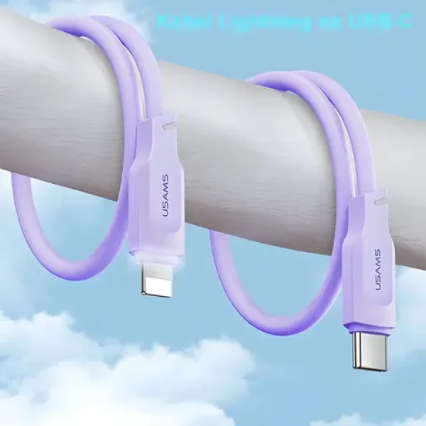 USAMS SJ566 fialová / Dátový kábel / Lightning - USB Type-C / 1.2m / 20W PD Fast Charge (SJ566USB03)