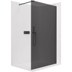 CERANO - Sprchová zástena Walk-in Onyx Cube Ľ/P - 8 mm - hranatá vzpera - čierna matná, grafitové sklo - 70x200 CER-8050BD705