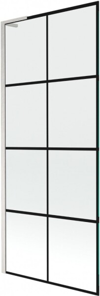 MEXEN/S - Next L vaňová zástena FIX 80 x 150, čierna vzor, nikel kartáčovaná 895-080-000-03-77-97