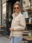 Dámska semišová bunda bomber béžová FashionStreet TY5653 XXL