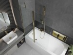 MEXEN/S - Vega obdĺžniková vaňa 180 x 80 cm s panelom + vaňová zástena 120, transparent, zlatá 550118080X9412115000