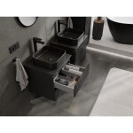 MEXEN/S - Rivel kúpeľňová skrinka pod umývadlo 50 cm s doskou, 2 zásuvky, reliéf, čierna mat 91A20-05047-2-BFFC71