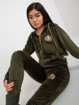 Khaki dámský velurový set s mikinou na zip L / XL