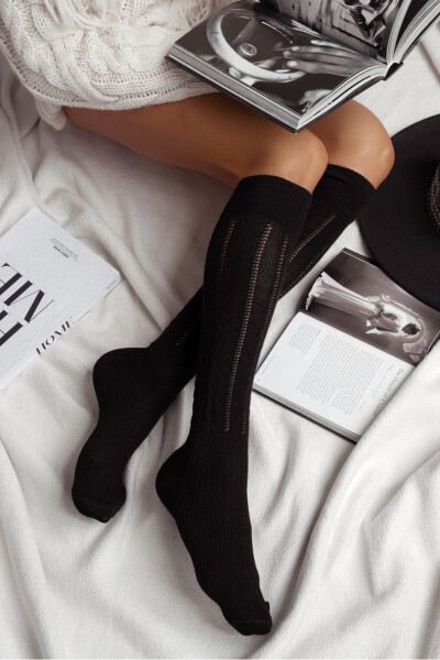 DÁMSKE PODKOLIENKY AŽUROVÉ KOCKOVANÉ 0330.002 černá 37-41