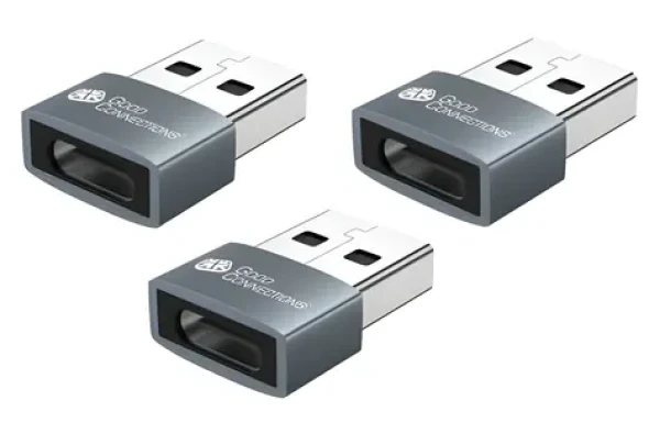 Good Connections / Adaptér USB-A na USB-C / 3 ks / 60 W (20V/3A) / hliníkové telo / šedý (USB-AD203-3)