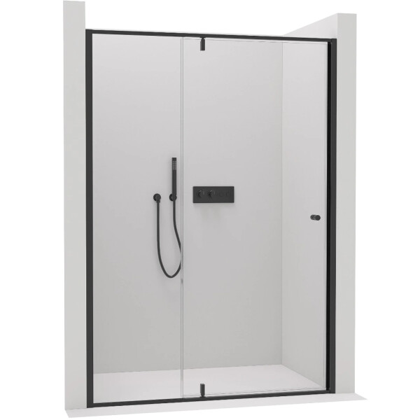 CERANO - Sprchové pivotové dvere Santini Ľ/P - 6 mm - čierna matná, transparentné sklo - 120x195 CER-428773