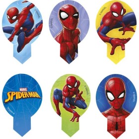 Jedlý papier zápich na muffiny Spiderman 10 ks, 6,5 x 4 cm - Dekora - Dekora