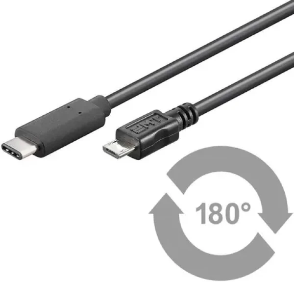 MicroConnect kábel USB C (M) - microUSB2.0 B (M) 1m čierna / 480Mbit/s (USB3.1CAMIB1)