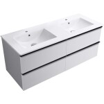 CERANO - Kúpeľňová skrinka Velora - biela matná, úchytka čierna + keramické umývadlo Todo - 121x55x46,5 CER-664849