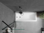 MEXEN/S - Cubik obdĺžniková vaňa 150 x 70 cm s panelom + vaňová zástena 60, transparent, čierna 550315070X9506000070