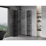 MEXEN/S - Mist L sprchový kút štvrťkruh, krídlové 90 x 90, čierna kratka, čierna 8A32L-090-090-70-77