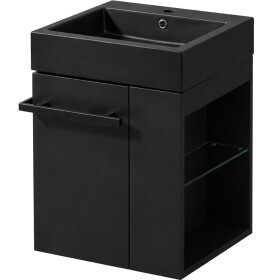 CERANO - Kúpeľňová skrinka Esme - čierna matná + umývadlo z lit. mramoru - čierna matná - 45x62,5x45 CER-999990