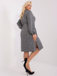 Šedočerné elegantní šaty velikosti houndstooth 46