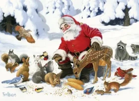 COBBLE HILL Rodinné puzzle Santa so zvieracími priateľmi
