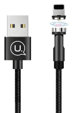 USAMS US-SJ472 U59 čierna / Nabíjací kábel / Lightning / Magnetický / 2.1A / Opletený 1m (SJ472USB01)