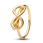 Pandora Pozlátený prsteň Uzol nekonečna s kubickými zirkónmi Shine Moments 163759C01 52 mm