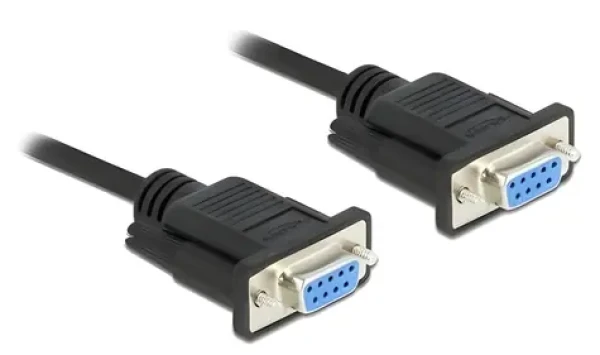 DeLock RS-232 Nullmodem / Sériový kábel / Sub-D9 samica - samica / 1 m / čierna (86608)